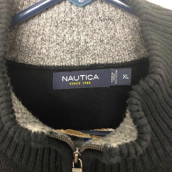 Nautica men’s black knit sweater Half zip XL - Picture 2 of 7